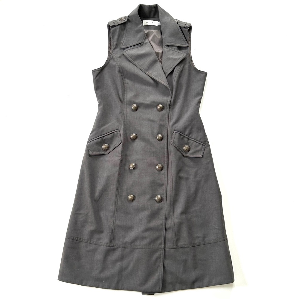 Iris Setlakwe Grey Green Sleeveless Double Breasted Button Dress